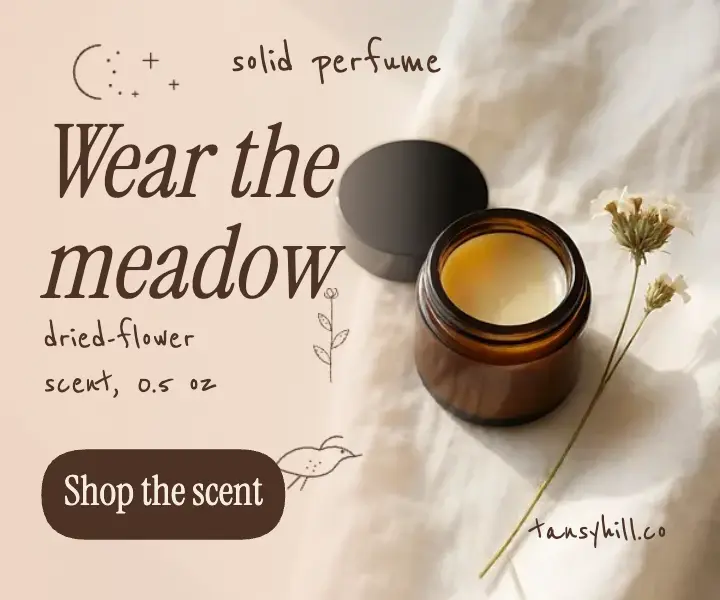 Tansyhill dried-flower solid perfume fine-line ad template