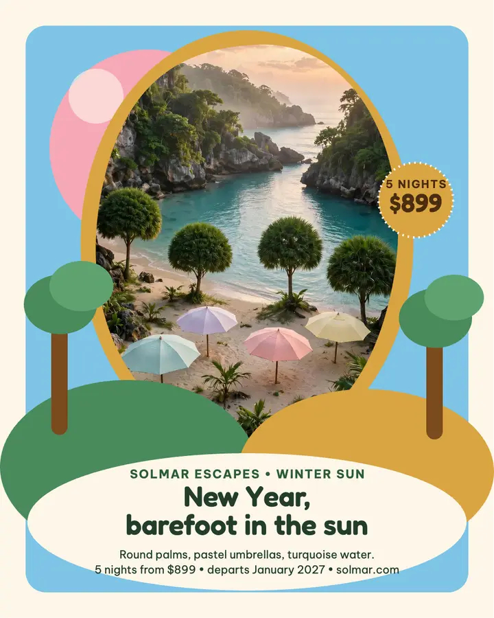 Solmar winter sun beach post template