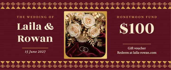 Songket honeymoon fund voucher template