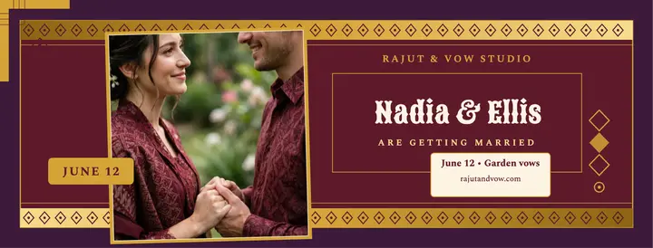 Rajut and Vow songket wedding cover: wedding facebook cover template