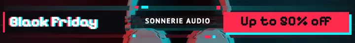 Sonnerie Audio Black Friday leaderboard ad, glitch split: black friday leaderboard ad template