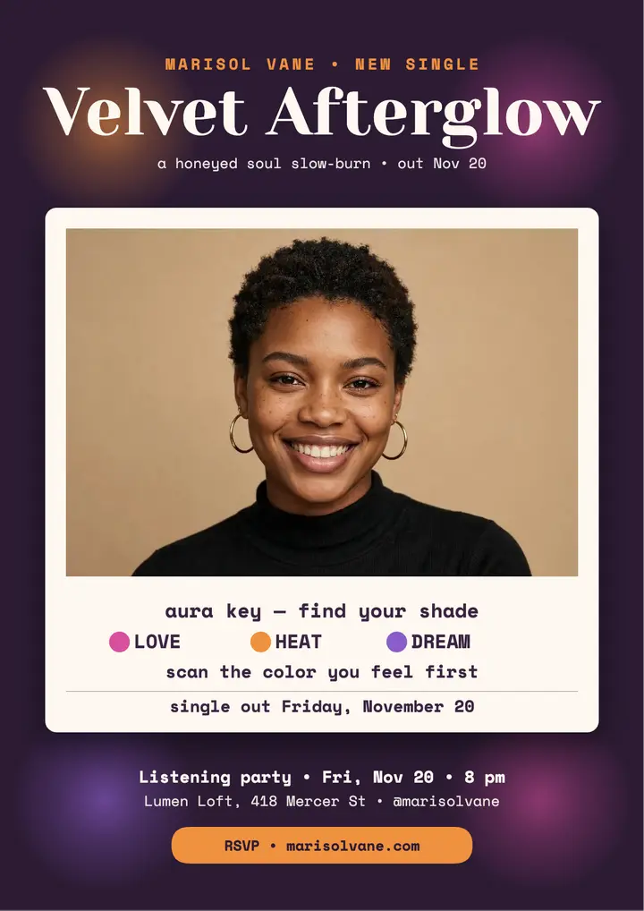 Marisol Vane single drop aura flyer template