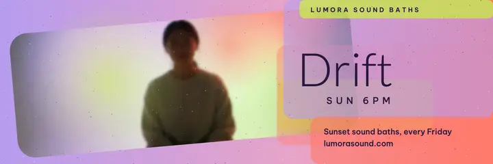 Lumora sound bath studio X header, acid blur template