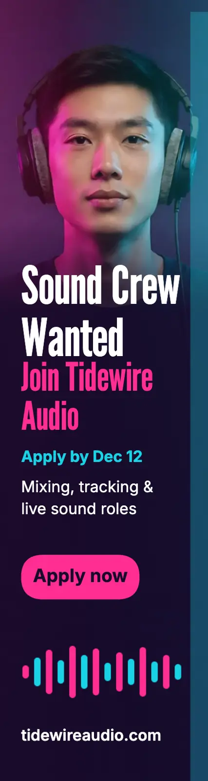 Tidewire Audio sound crew hiring skyscraper ad template