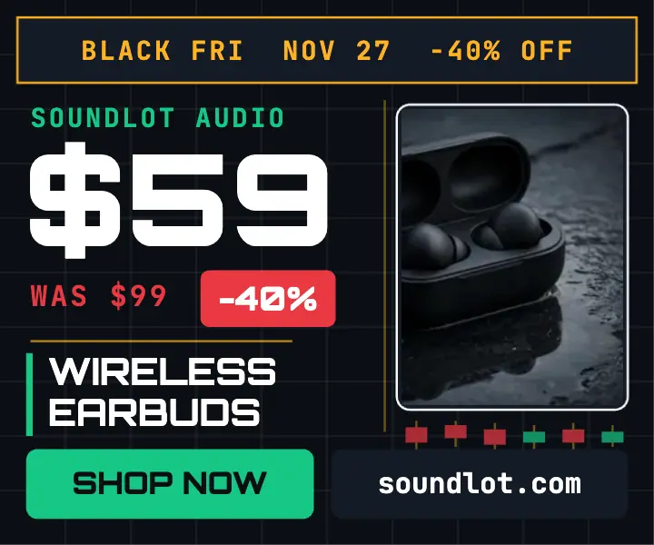 Soundlot black Friday earbuds price drop ad template