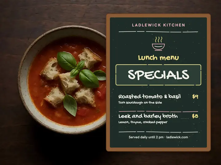 Ladlewick Kitchen lunch specials chalkboard slide template