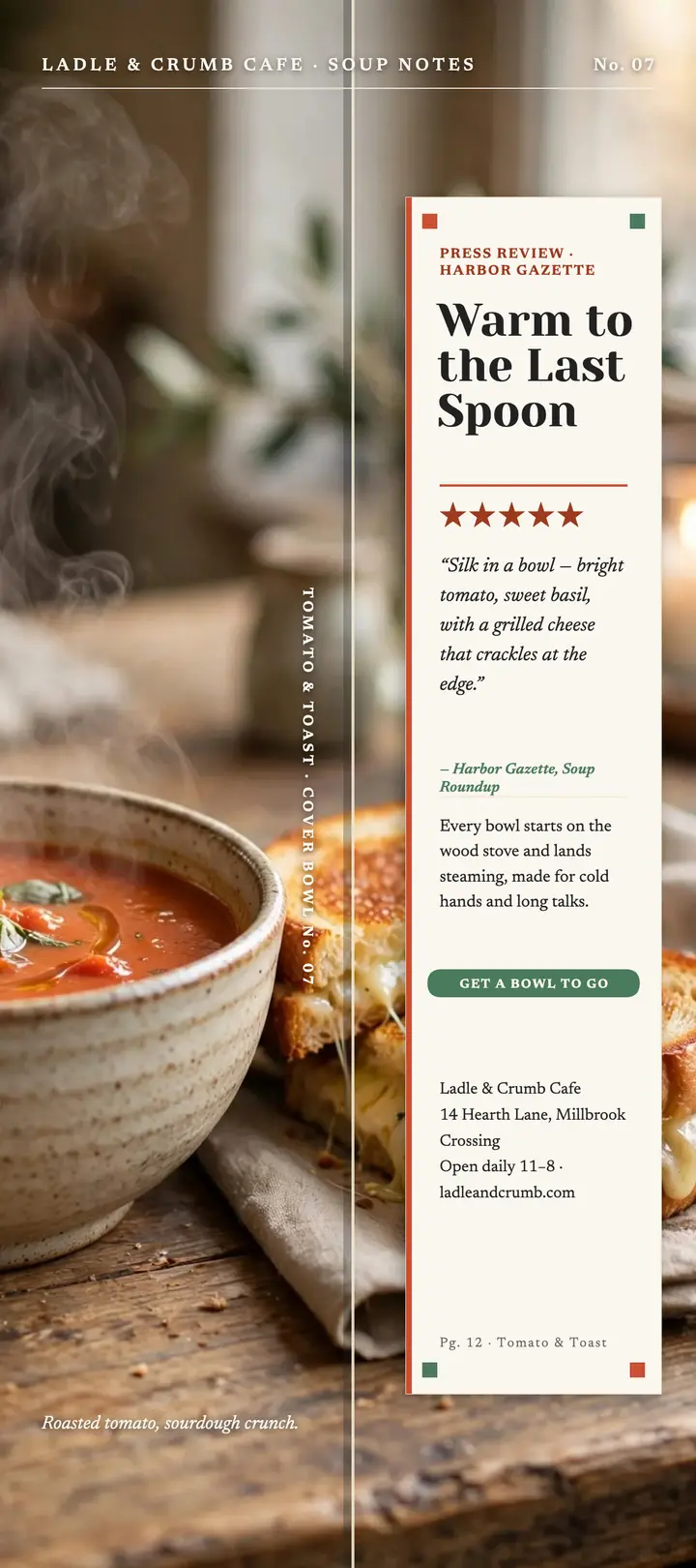 Ladle and Crumb soup review rack card template