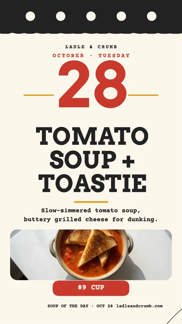 Ladle and Crumb soup special calendar story template