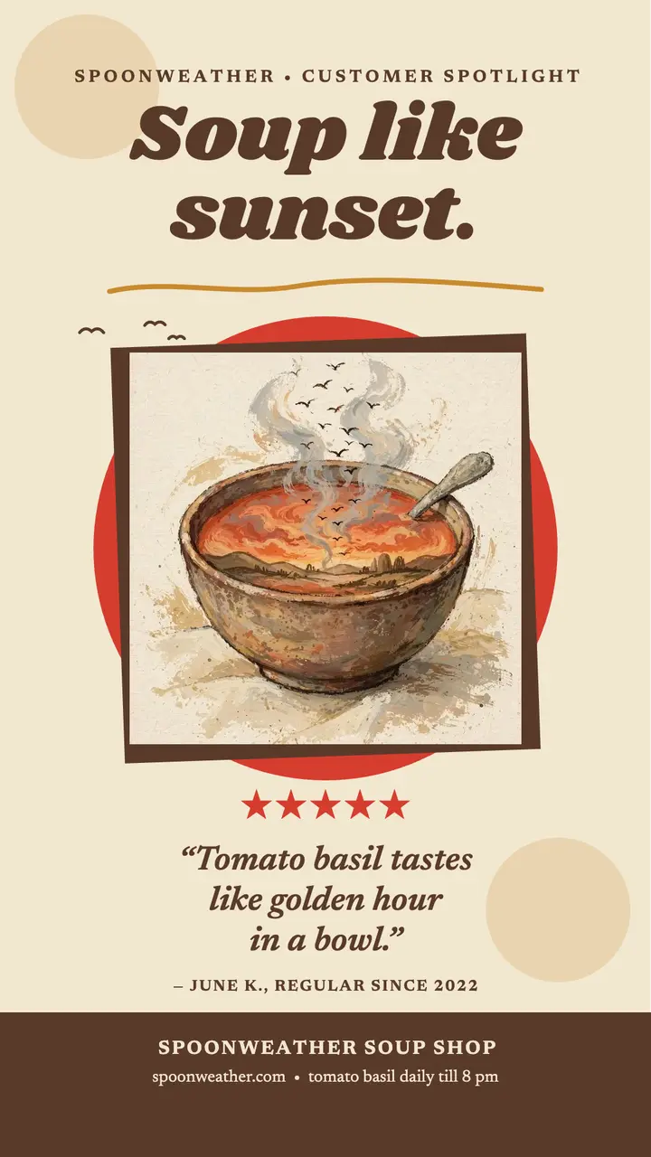 Spoonweather soup spotlight poster story template