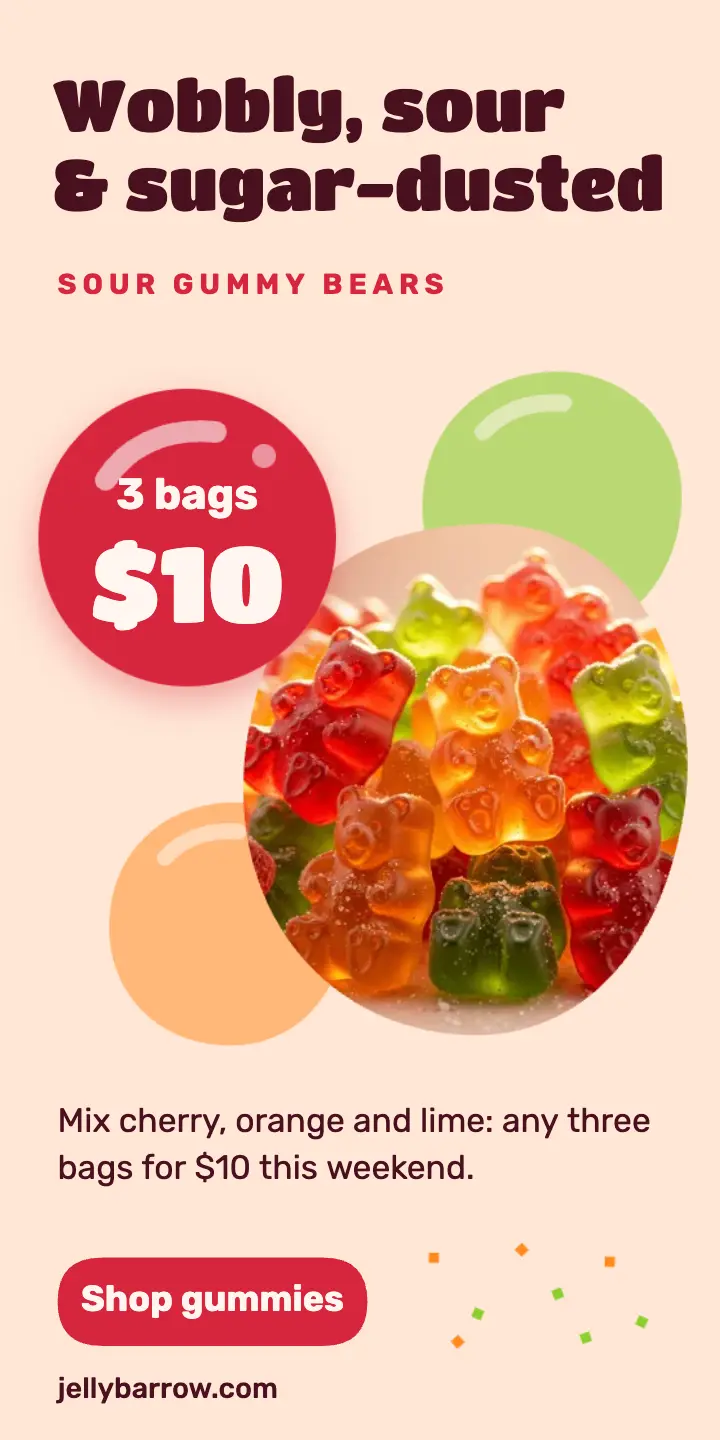 Sour gummies, gummy jelly template