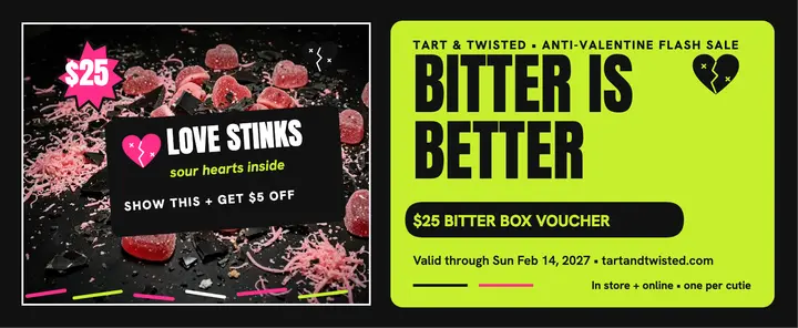Tart and Twisted sour hearts voucher template