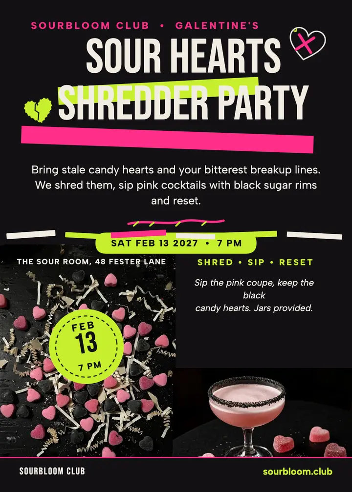 Sourbloom sour hearts shredder party invite template