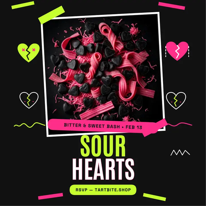 Tartbite sour hearts party post template