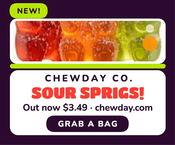 Chewday Co. Sour Sprigs gummy ad template