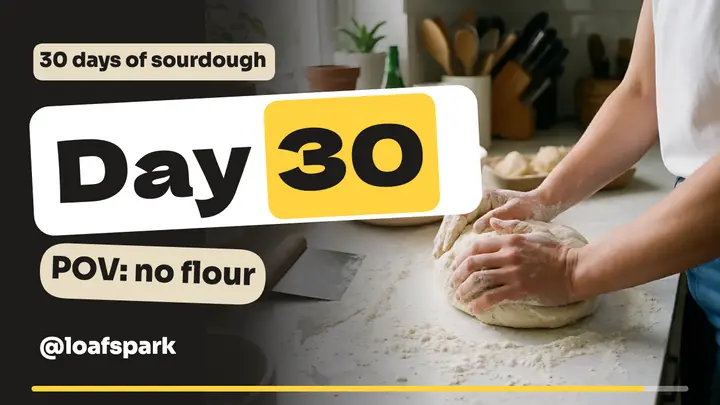 30 days of sourdough thumbnail, native captions template