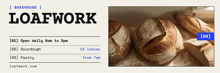 Neighborhood bakery X header, mono editorial template