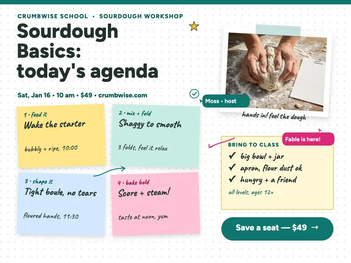 Crumbwise sourdough agenda jam slide template
