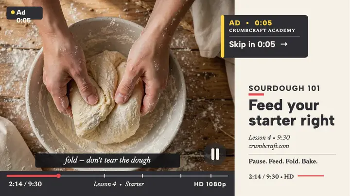 Crumbcraft sourdough starter lesson thumbnail template