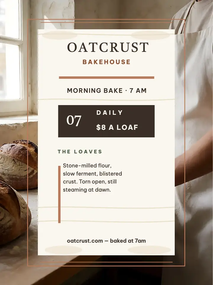 Oatcrust morning bake portrait template