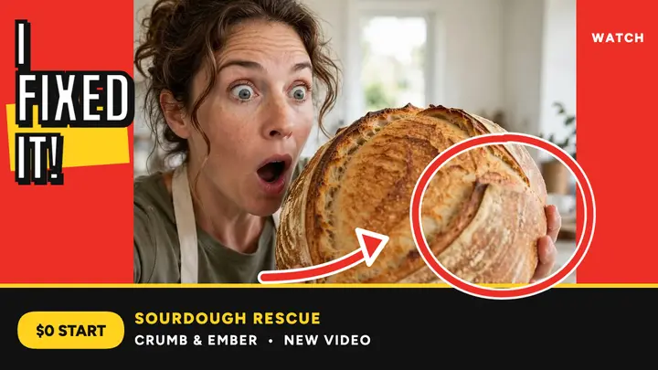 Sourdough rescue thumbnail, Crumb and Ember template