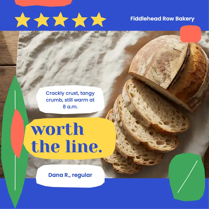 Fiddlehead Row Bakery sourdough review post, scissor cut-outs: bakery review post template