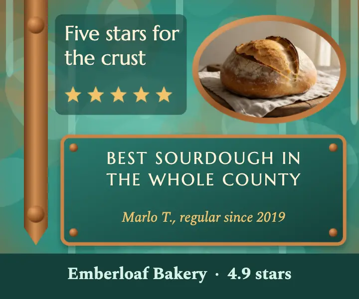 Emberloaf five-star bakery review banner ad: bakery review banner ad template