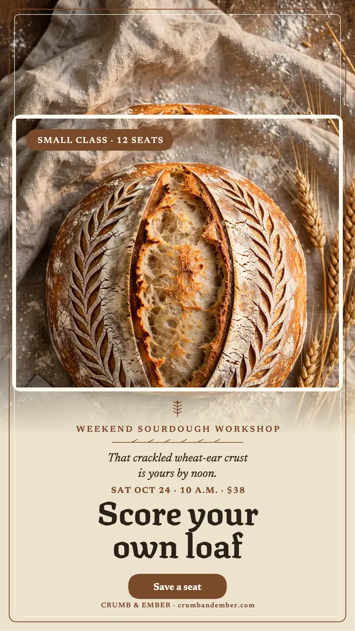 Crumb and Ember sourdough workshop story template