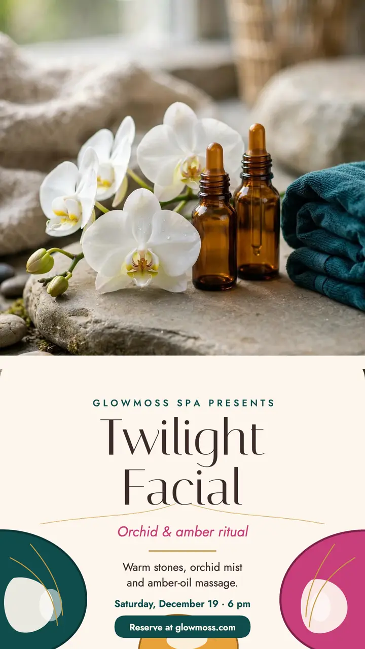Glowmoss Spa twilight facial story template