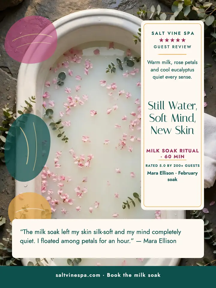 Saltvine Spa milk soak review portrait: spa review post template