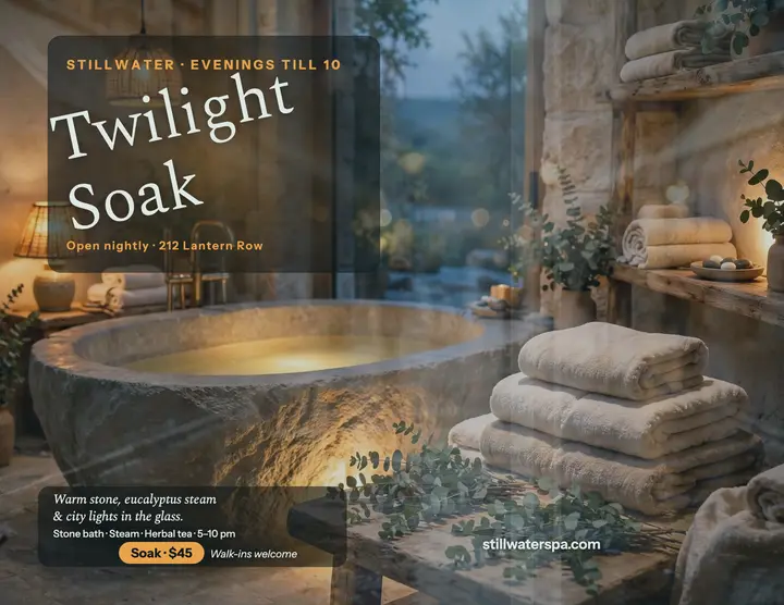 Stillwater twilight soak window flyer template