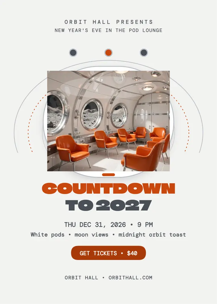 Orbit Hall countdown pod invite template