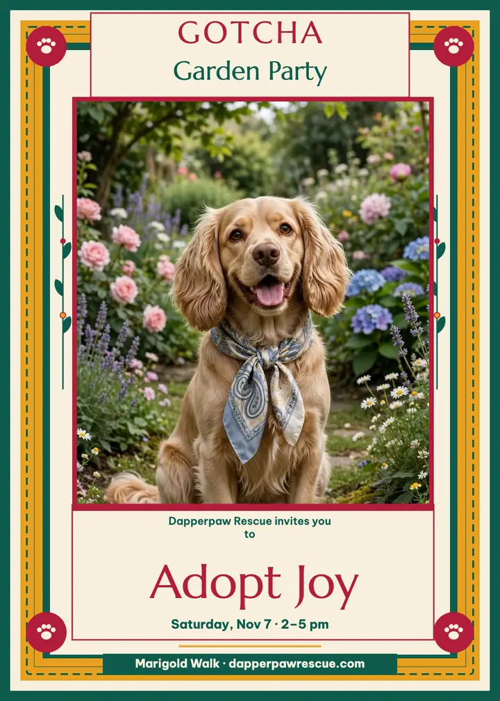 Dapperpaw spaniel garden party invitation template
