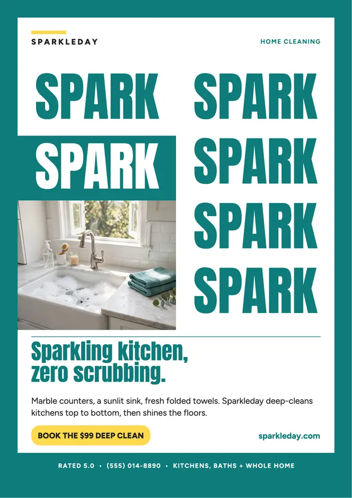 Sparkleday sparkling kitchen cleaning flyer template