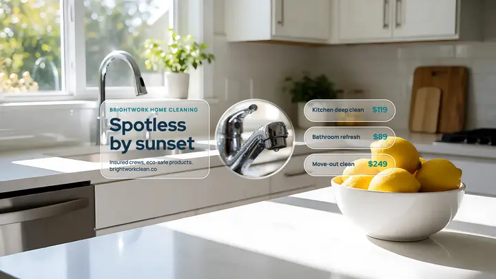 Brightwork Home Cleaning banner: home cleaning service channel banner template