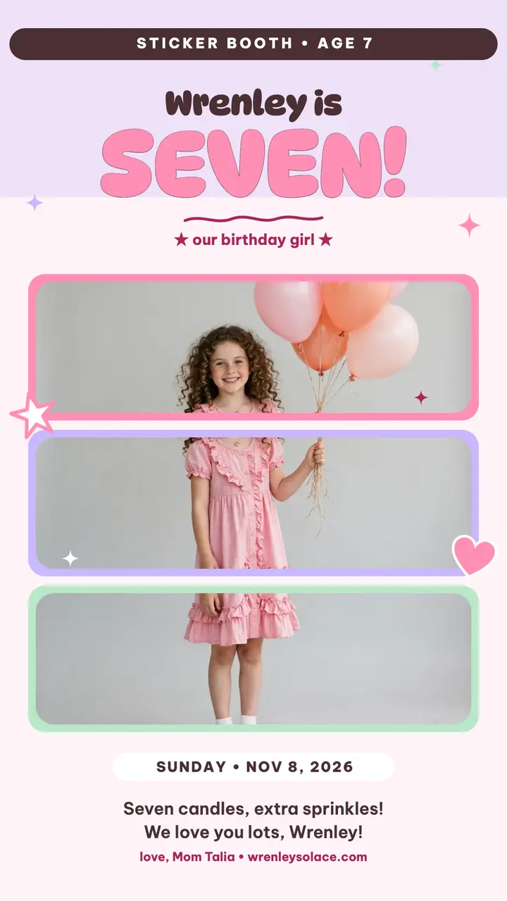 Wrenley seventh birthday sticker story template
