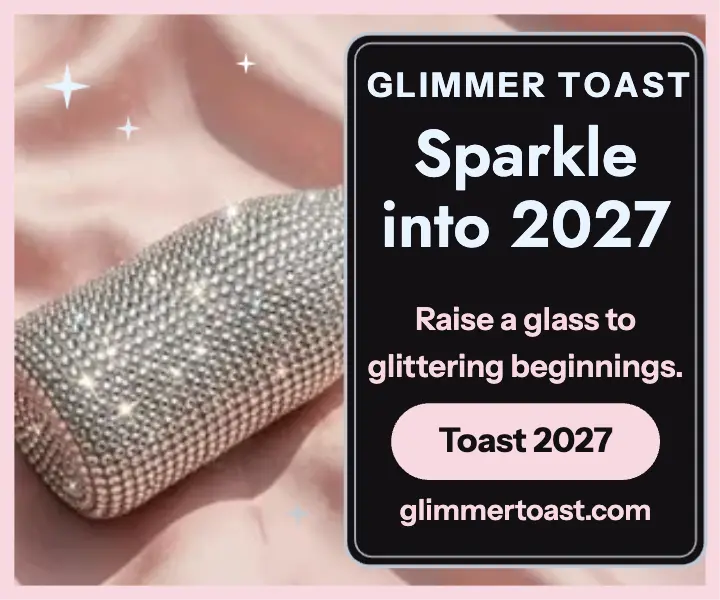 Glimmer Toast sparkle New Year ad template