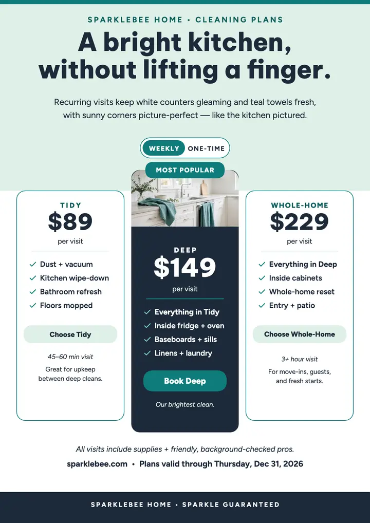 Sparklebee Home cleaning plans flyer template