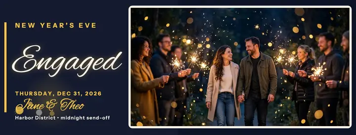 Sparkler engagement New Year's Eve cover template