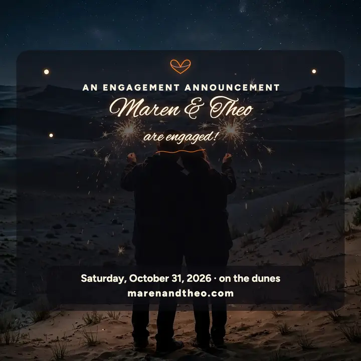 Maren and Theo sparkler engagement post template