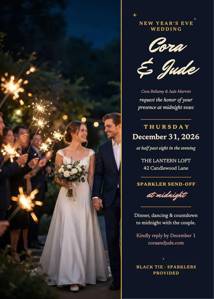 Cora and Jude sparkler eve invite template