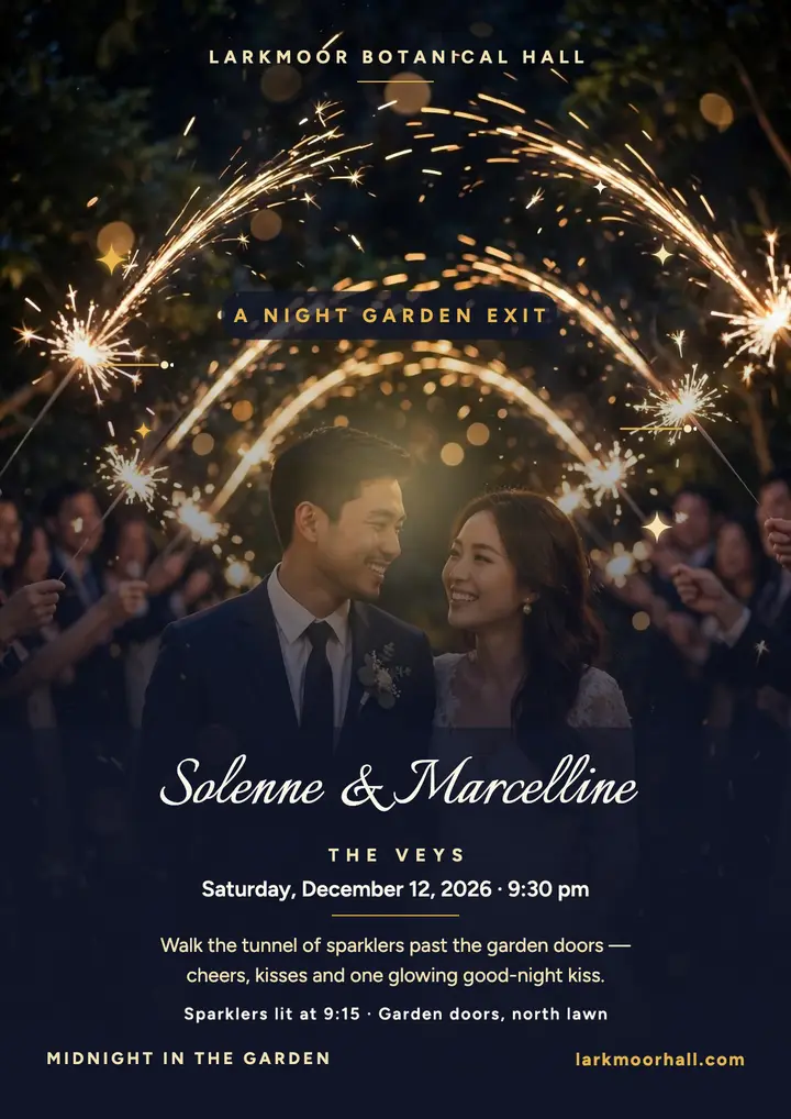 Night garden sparkler send-off flyer template