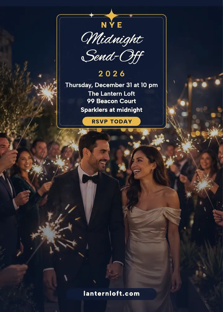Lantern Loft NYE sparkler rooftop invitation template