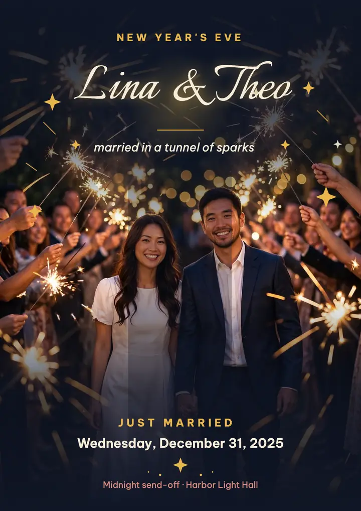 Lina and Theo sparkler send-off flyer template