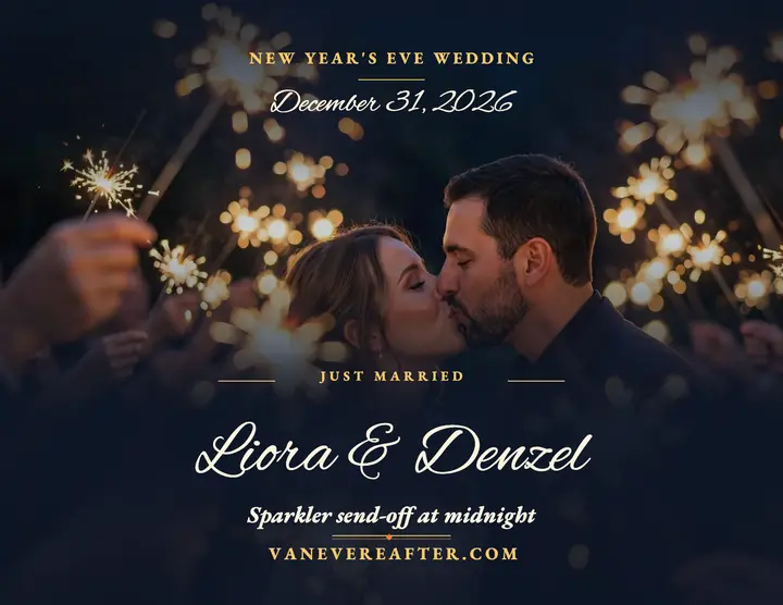 Liora and Denzel NYE sparkler send-off flyer: sparkler send-off flyer template