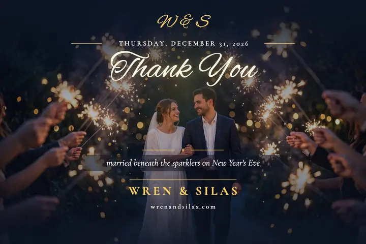 Wren and Silas sparkler thank you postcard template