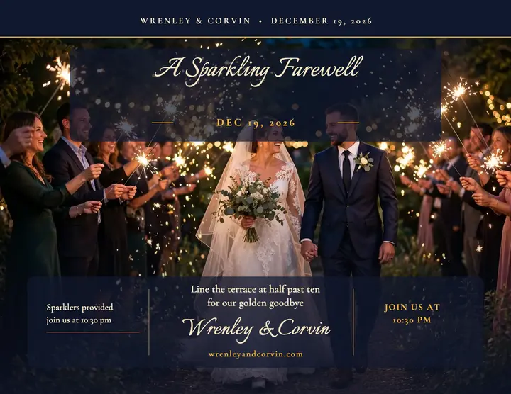 Wrenley and Corvin sparkler send-off flyer: sparkler send-off flyer template