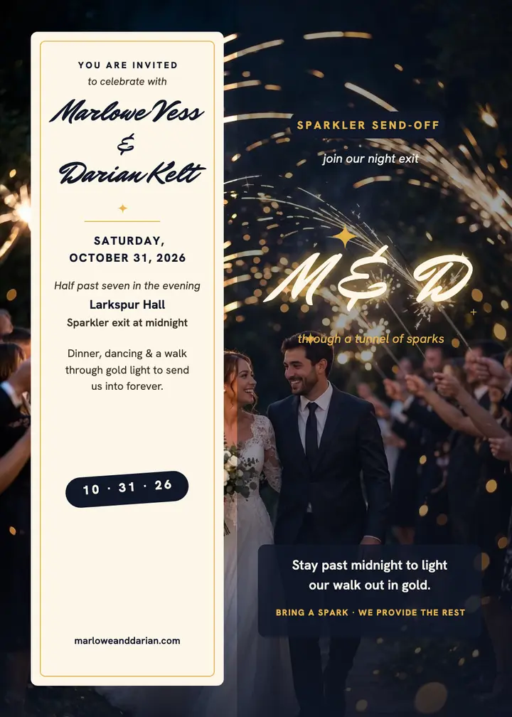 Marlowe and Darian sparkler exit invitation template