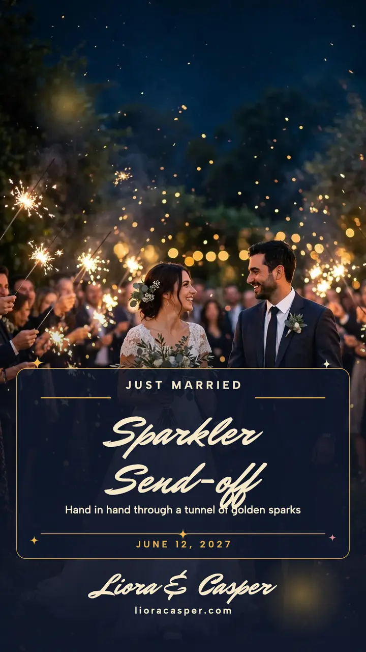 Liora and Casper sparkler send-off night story template