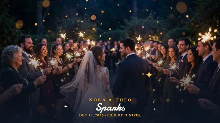 Nora and Theo sparkler send-off thumbnail template