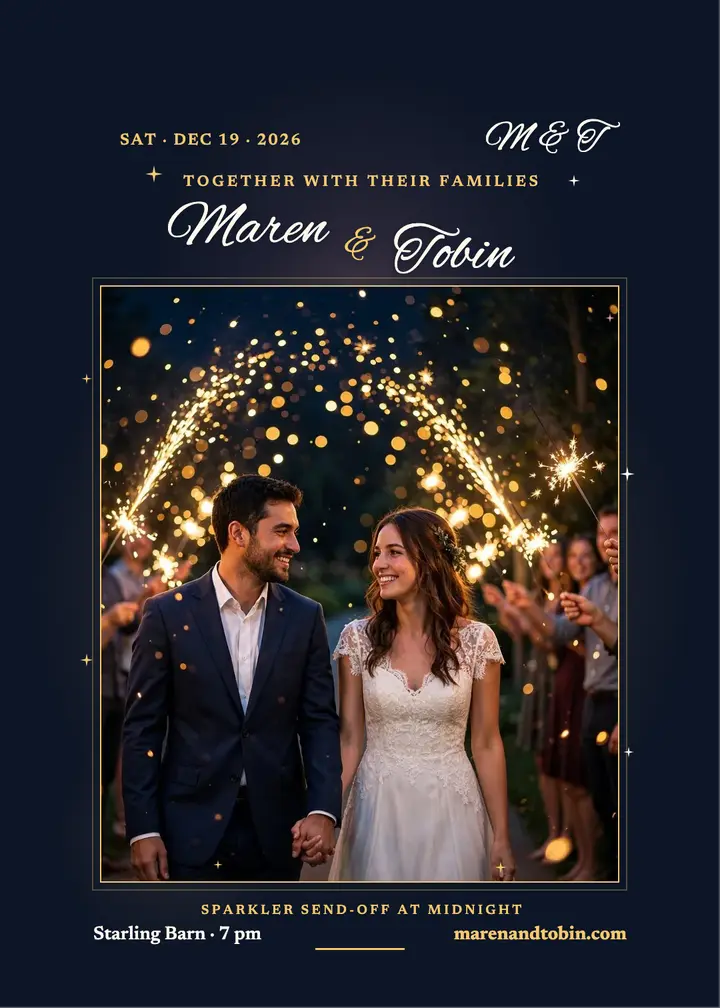 Maren and Tobin sparkler tunnel invitation template